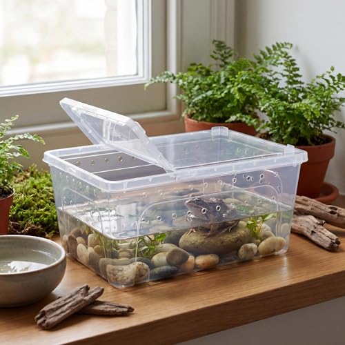 8 Pcs Reptile Breeding Box (Vent Holes / Clear / 12.6 x 8.66 x 5.91 Inches)
