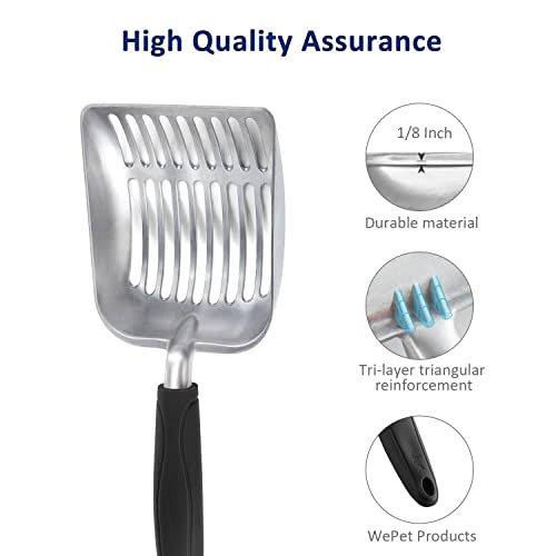 Cat Litter Scoop (Small / FLAT Aluminum \ #06 Black Handle)
