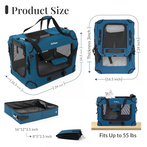 Extra Large Cat Carrier for 2 Cats (Prussian Blue / 24.0"L x 16.5"W x 16.5"H)