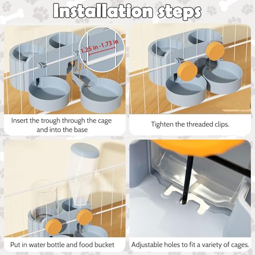 Automatic Rabbit Food and Water Dispenser for Cage (Blue)