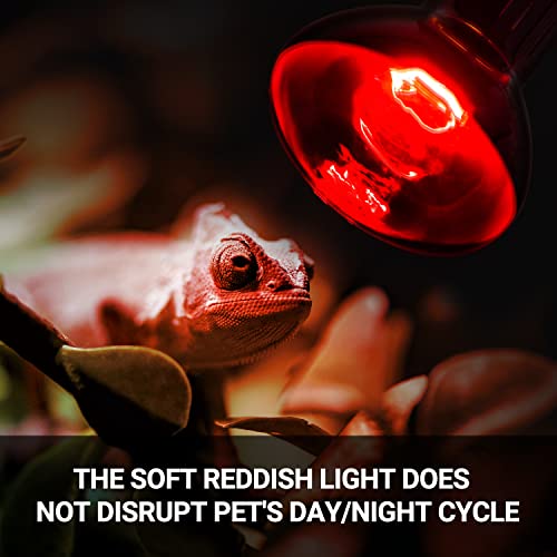 75W Reptile Heat Lamp Bulb 2PCS Infrared Heat Emitter Red Heat Lamp for Reptile Amphibian (Infrared Heat Emitter)
