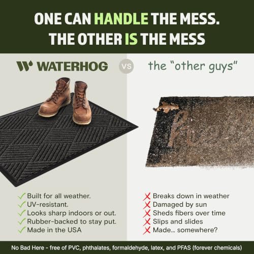 Diamonds Front Door Mat Indoor Outdoor Entrance (35.5"L x 23"W x 0.4"Th / Charcoal)