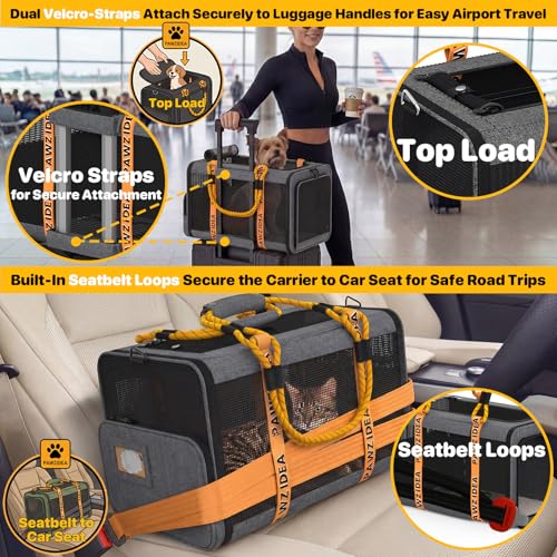 Expandable Pet Carrier for Small Cats & Dogs (18.0"L x 11.0"W x 11.0"H / Mid-Hemp Gray)