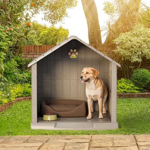 Dog House Outdoor Indoor (Grey / 31" L × 33.3" W × 33.5" H)