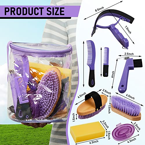 9 Pcs Horse Grooming Kit Tack Room Supplies (Cute / Purple)