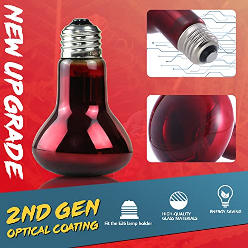 50W Reptile Heat Lamp Bulbs 2 Pack (Infrared Basking Light Bulb / 50 Watts)