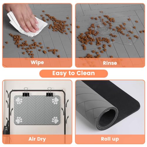 Pet Feeding Mat (Light Gray / 32"L x 22"W)