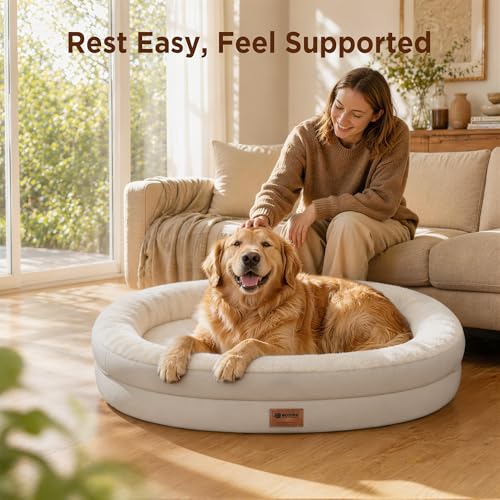 Waterproof Orthopedic Dog Bed for Extra Large Dogs (Light Beige / 48"L x 35"W x 7.5"Th)