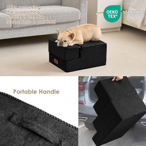 Dog Stairs for Small Dogs 13.5" H (Black / Standard 15" x 18" x 13.5")