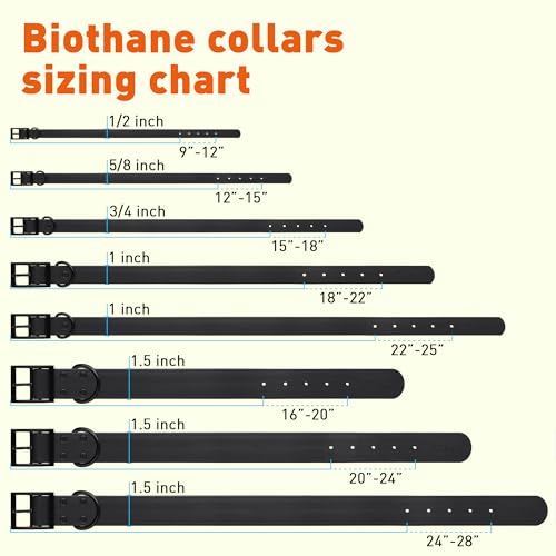 Biothane Waterproof Dog Collar Strong Coated Nylon Webbing with Black Hardware Odor