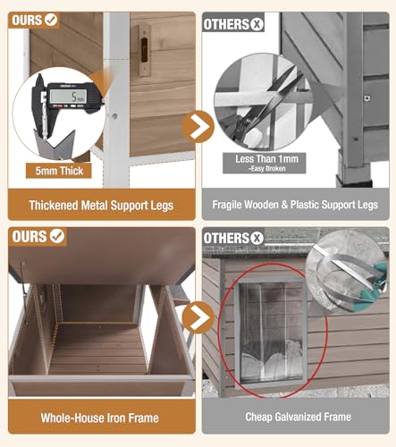 Dog House Outdoor Reinforced Iron Frame and Rotating Bowls