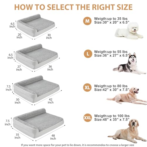 Orthopedic Washable Dog Bed (Silver Grey / 48.0"l x 35.0"w x 7.5"th)