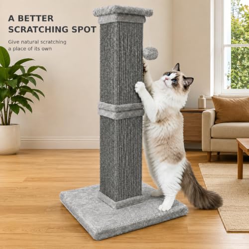 Vertical Cat Scratching Post for Indoor Cats (All Grey)