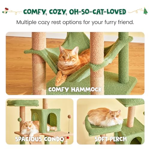 70.1 Inch Green Large Cat Tree (70.1 in / Green)