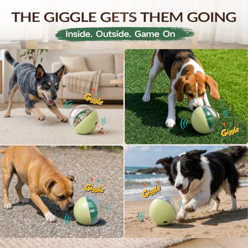 XL Rolling Dog Treat Dispenser Toys Wobble Giggle Ball (Green)