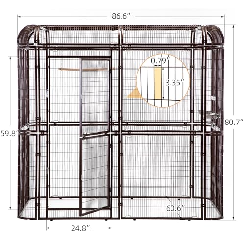 Parrot Cages for Large Birds Outdoor Extra Large Bird Cage with Bird Cage and Perch (Brown)