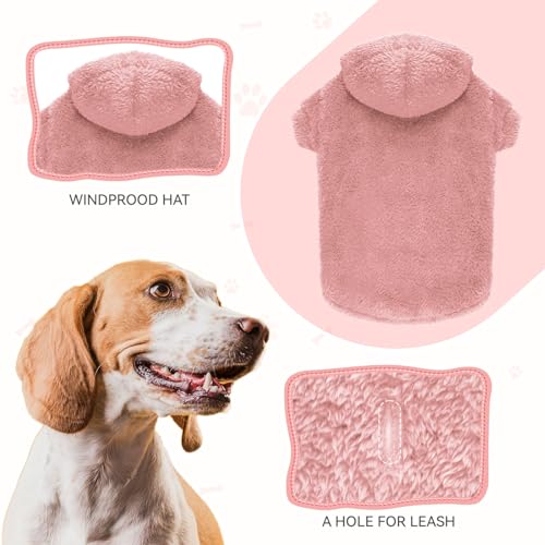 Fuzzy Dog Sweaters for Large Dogs Dog Hoodie Soft Double (X-Large / Pink)