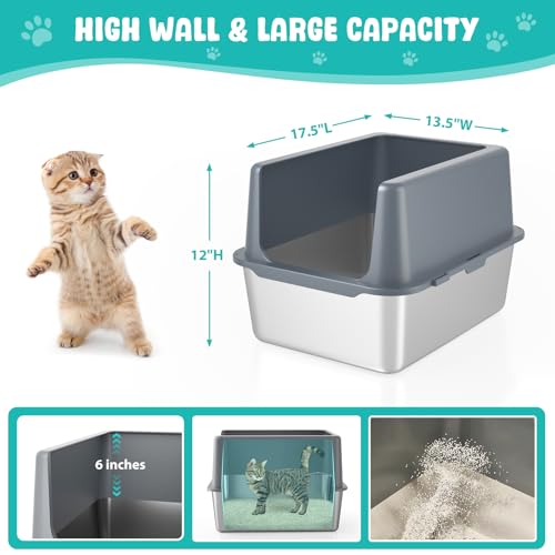 Litter Box with Lid (12" High / Grey)