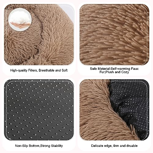 Dog Bed Cat Calming Bed (Camel / 23.0"L x 23.0"W x 7.0"Th)