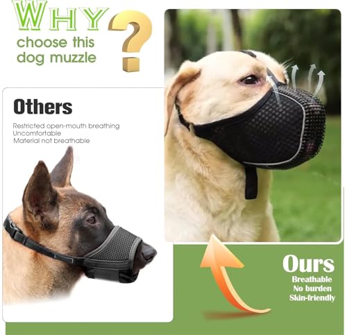 Dog Muzzle Anti Biting Mesh Soft Muzzles for Small Medium Large Dogs (M)