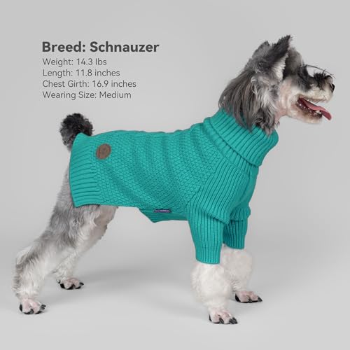 Dog Sweater Long Sleeve Warm Knit Sweaters for Large Dogs Boy Girl (Aqua Green / XX-Large)