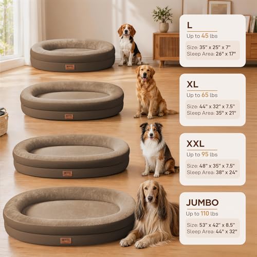 Waterproof Orthopedic Dog Bed for Extra Large Dogs (Coffee / 48"L x 35"W x 7.5"Th)