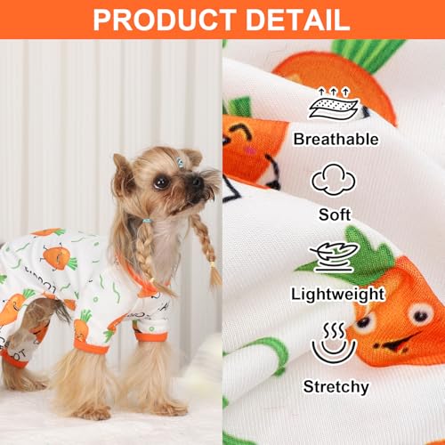 Dog Pajamas Pjs Spring Summer Dog Clothes for Small Dogs Girl (Carrot / Medium(6-9lb ))