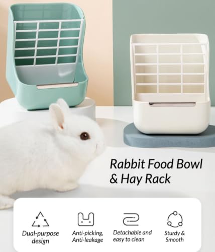 2-in-1 Rabbit Hay Feeder Bowl for Guinea Pigs & Small Animal Cage (Blue) (Blue)