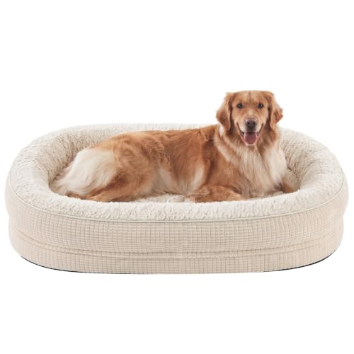 Orthopedic Dog Bed for Extra Large Dogs (Beige / 45"l X 32"w X 7.5"th)