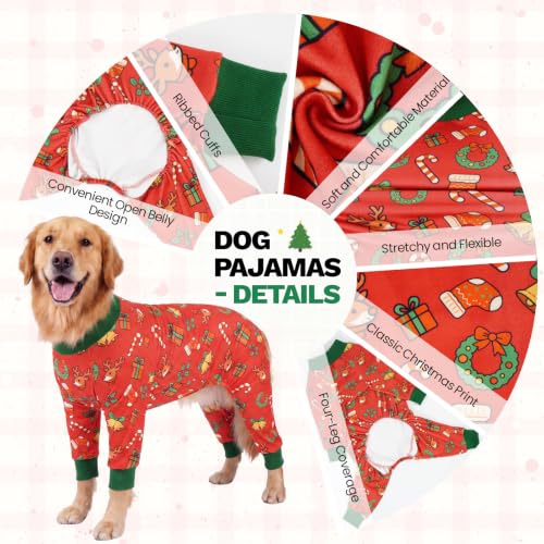 Dog Christmas Pajamas (Christmas Red / Large)