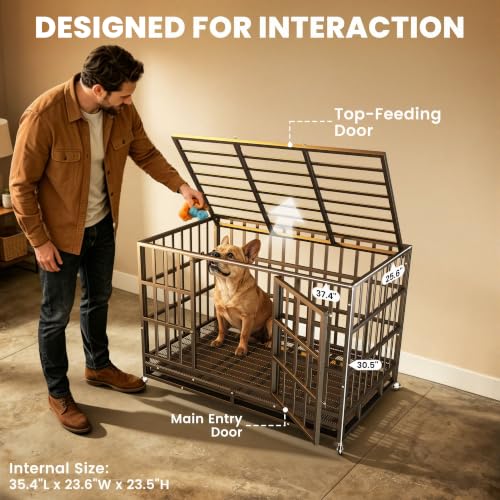 38 Inch Heavy Duty Dog Crate (Black / Small)