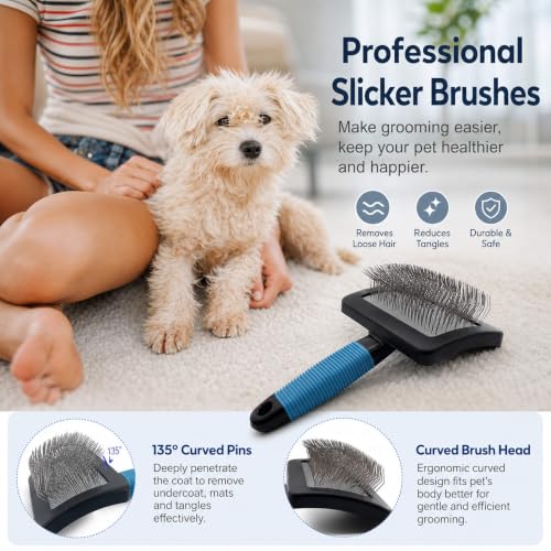 Dog Brush for Long Haired Dogs (Bule)