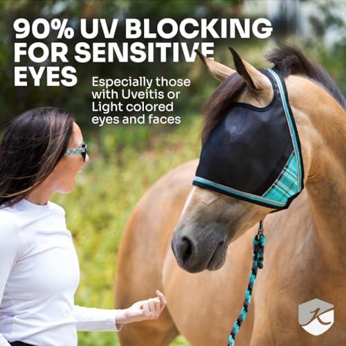 Kensington UViator CatchMask Horse Fly Mask with Web Trim UV Eye Protection Mask for Horse (2017-Lavender Mint)
