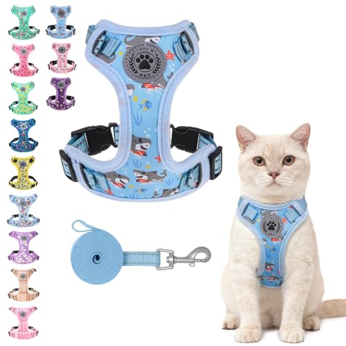 Cat Harness and Leash Set (Shark Blue / S (Chest: 11 - 16"))