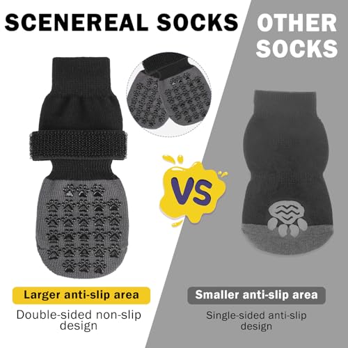 Anti Slip Dog Socks to Prevent Licking Paws for Hardwood Floors (Two Color-Black / Medium (4 Count))