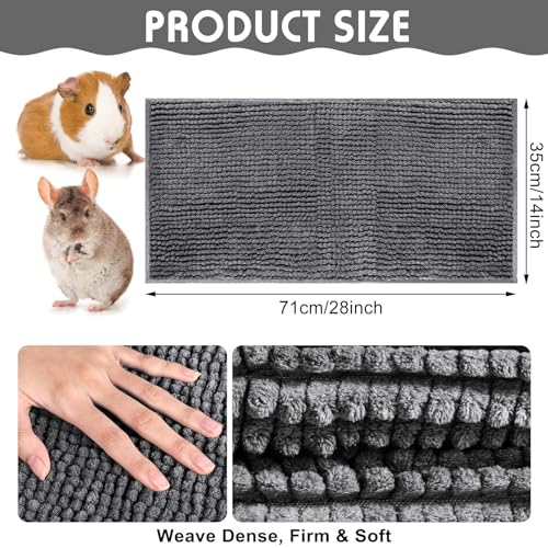 4 Pcs Guinea Pig Cage Liner (Dark Gray / 14 x 28 Inch / Low Pile Chenille)