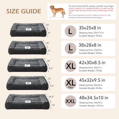 Extra Large Orthopedic Dog Beds Large Sized Dog (XXL(48"L x 34.5"W x 10"Th) / Grey)