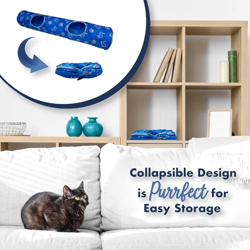 NFL Detroit Lions Cat Tunnel Tube Toy with Plush Football Catnip and Feathers Collapsible Tunnel for Cats to Play (Detroit Lions)