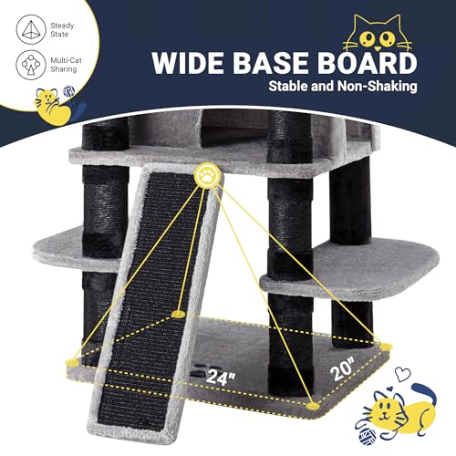 68 Inches Cat Tree (68 in / Black & Grey)