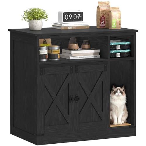 Cat Litter Box Enclosure (Black / 31.5"L × 18.9"W × 29.5"H)