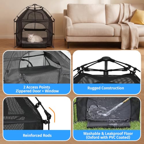 Catio Outdoor Cat Enclosure Pop up Cat Tower Tent (L Square / Large, 28.4" x 28.4" x 27"H)