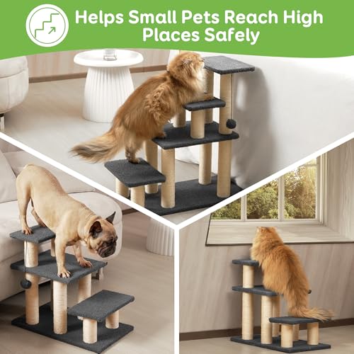Dog Stairs & Cat Scratching Post Pet Steps for High Bed Couch (4-Steps)