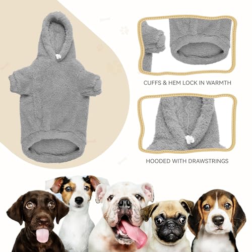 Fuzzy Dog Sweaters for Small Dogs Dog Hoodie Soft Double (Small / Grey)