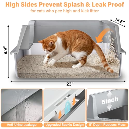 2PCS Stainless Steel Litter Box (2PCS XL-lid box)