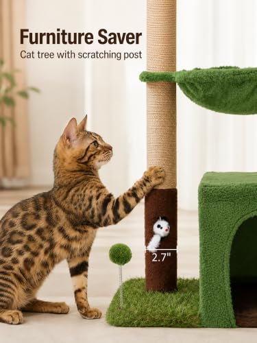 38'' Cat Tree Tower with Scratching Posts Cat Condo Green (Brown / 38‘’)