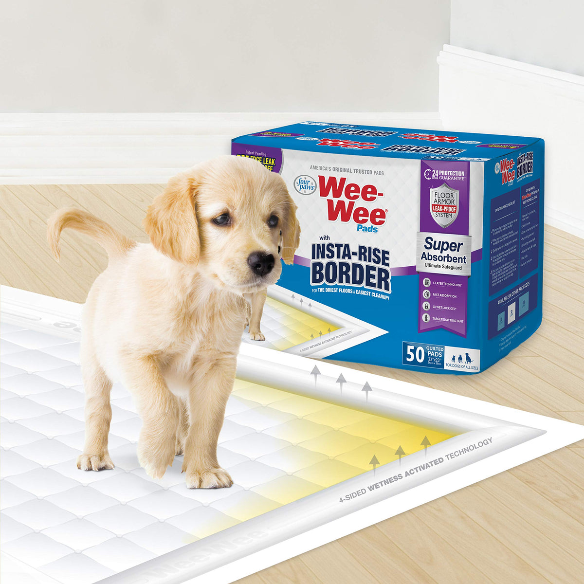 Wee Wee Super Absorbent Unscented Pee Pads for Dogs & Puppies with Insta (50 Count)