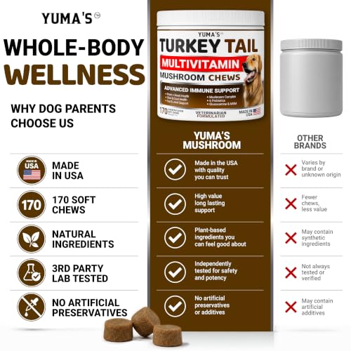 Turkey Tail Mushroom for Dogs (Multivitamin Mushroom Complex / 170 Chews)