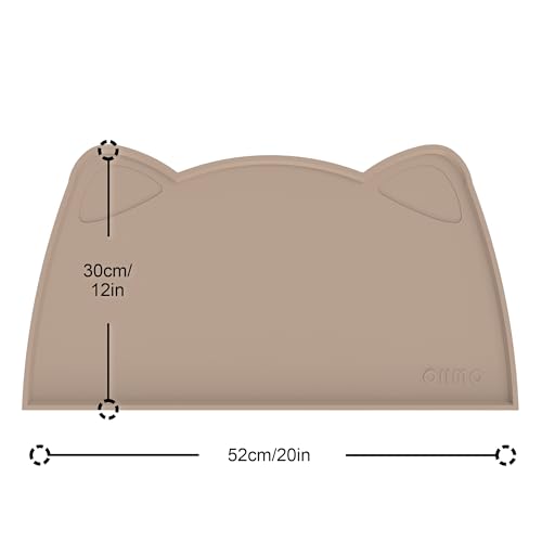 Cat Food Mat Silicone Pet Feeding Mat (20"L x 12"W / Beige)