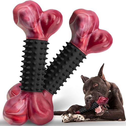 2 Pack Tough Dog Toys for Aggressive Chewers (2 PC-Bacon-Black)