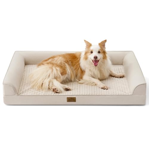 Orthopedic Dog Bed for Extra Large Dogs (Beige / XL:44x32x7 inch)